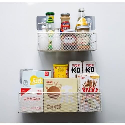 Punch-Free Wall Shelves Dormitory Hanging Basket Floating Shelf Home Decoration Bathroom Metal Basket Holder Kitchen Accessories