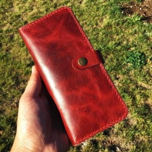 Genuine Leather Handmade Personalized Luxury Wallet Red Unisex Money Bag Credit Card Business Card High Quality Design Women Men Vintage Multifunctional Coin Pouch Thin Fine 2021 New Fashion Name can be written