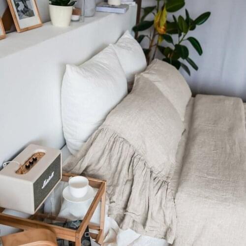 100% Nature Pure Linens Pillowcase with Mermaid Long Ruffles Pillowcase Pillow Case 1Pc Fax Pillow Case 48cmx74cm Various Color