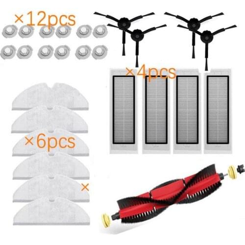 New 1pcs detachable Main brush & 4pcs Filter & 4pcs black brush & wheel for Xiaomi vacuum 1st roborock 2 s50 s51 s55 E35 T60 T61