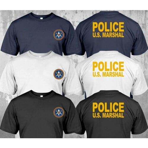 New Police Us Marshal United States Military Special Force Department T-Shirt Double Side Short Sleeves Cotton T Shirt