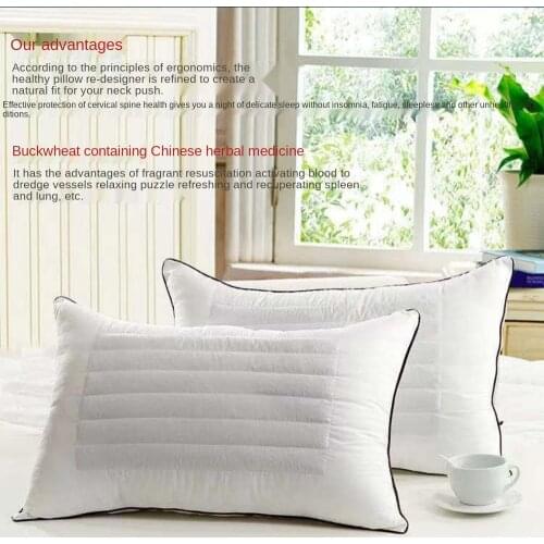 New Adult Single Household Cervical Spine Pillow Pure Color Five-star Hotel Hotel Buckwheat Pillow Pillow Bedding Pillows