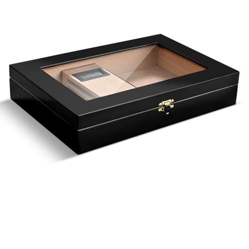 2020 New Two-parts Large Capacity Cigar Humidor Box With Humidifier Hygrometer Glass Humidor Cigar Box Case Fit 20-30 Cigars