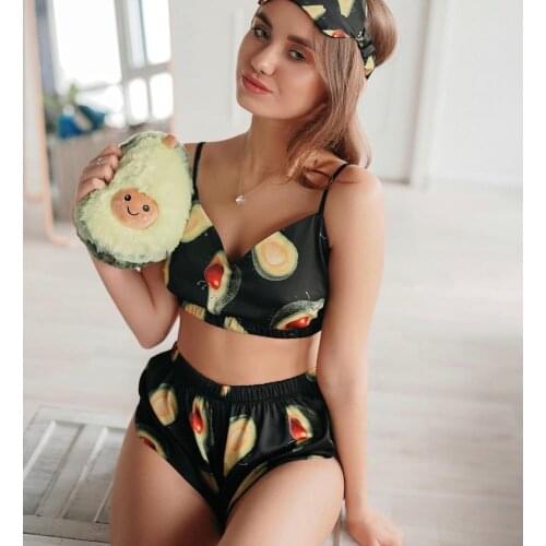 EV&RE Sexy Spaghetti Strap Top Tight Short Pajamas V Neck Sleeveless Print Womens Sleepwear Femme Lingerie Female Home Clothes