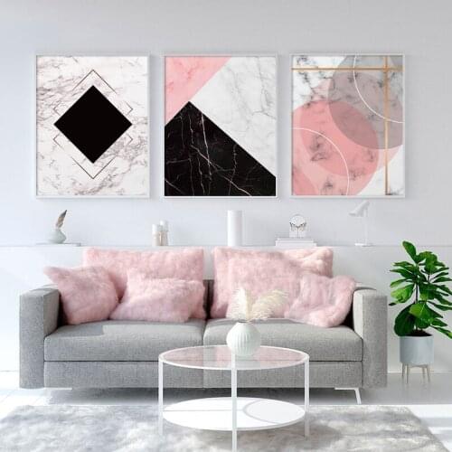 Nordic Abstract Geometric Marble Texture Golden Canvas Poster Print Wall Art Pictures Wall Paintings For Living Room Home Decor