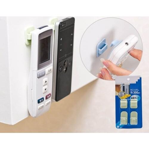 Self Adhesive Plastic Remote Control Sticker Holder 2 Pair Remote Control Hook Strong Hanger Portable Wall Mount