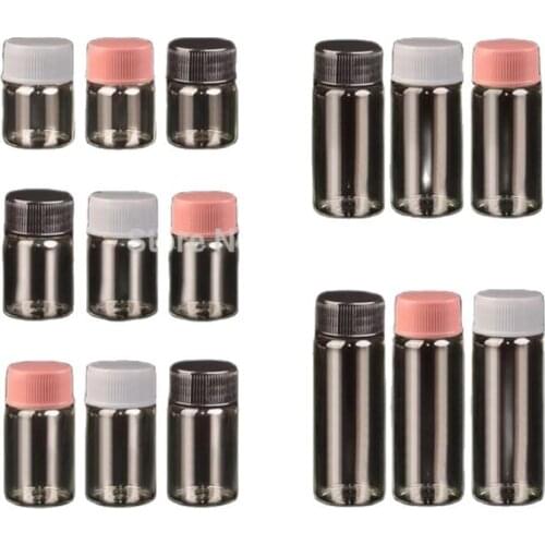 50pcs D22mm Glass Bottle Test Tube Plastic Pink White Black Cap Essential Oil Vials Bottles Lab Supply Empty Packaging 5ML-14ML