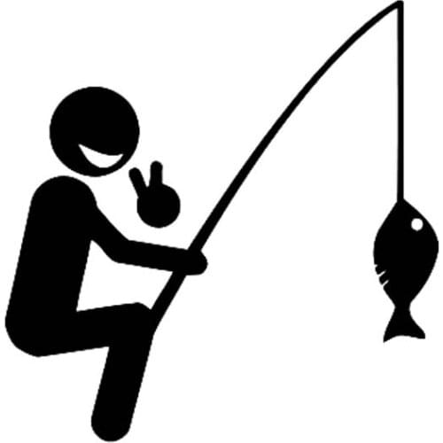 15.2cm*15.5cm Cheerful Happy Fisherman Be Caught A FISH Fun Vinyl Car Sticker Decals Laptop Suitcase Helmet Skateboard Sticker