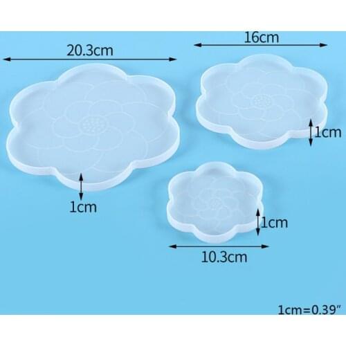 Cherry Blossom Desktop Decorations Epoxy Resin Mold Tray Coaster Silicone Mould DIY Crafts Ornaments Casting Tool U90F