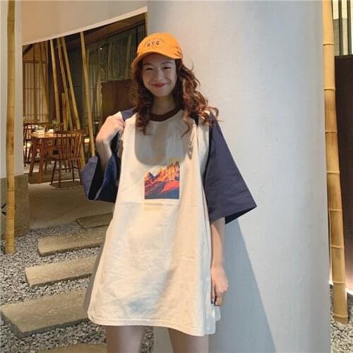 Summer new Korean version of the tide cartoon letter printing wild loose large size short-sleeved T-shirt top women
