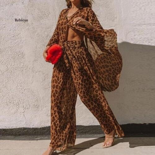 Spring Autumn Women Two Piece Set Loose Elegant Print Button Shirt and Wide Leg Pants Suits Fashion Long Sleeve Women Outfits