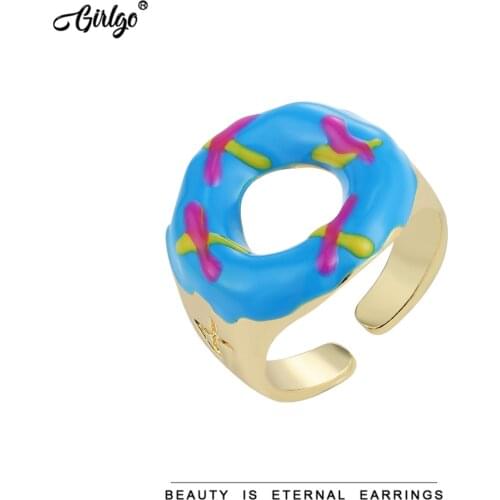 Girlgo Vintage Multicolor Paint Metal Open Rings for Women Ladies 2021 Elegant Punk Maxi Adjustable Rings Hip Hop Finger Jewelry