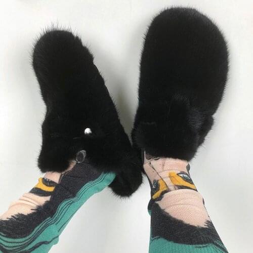 YOLOAgain Winter Warm High Quality Women Real Mink Fur Slippers Slides Outside