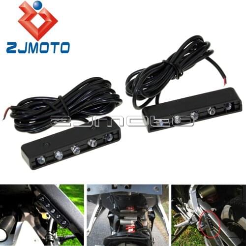 ZJMOTO Silm 2X Black Motorcycle Red 5 LED Turn Signals Blinkers Front Rear Peg Light Slim Flasher