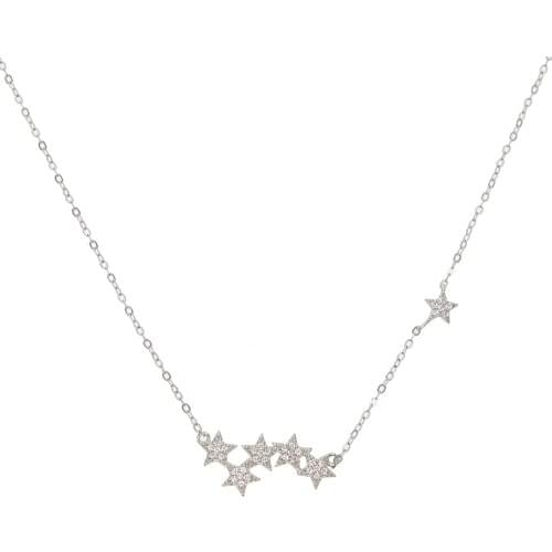 Star necklace 925 sterling silver christmas gift elegance cz star link star design high quality fine silver jewelry