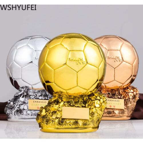 1 piece soccer trophy gift resin crafts trophy final shooting athlete electroplating golden ball award