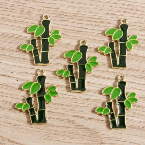 10pcs 22*27mm Alloy Enamel Bamboo Charms for DIY Making Pendants Necklaces Bracelets Earrings Handmade Jewelry Craft Accessories