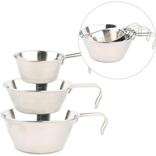 3pcs/set Hot Useful Outdoor stainless Steel Bowl Picnic Bowl Portable Barbecue Folding Cup Climbing Cup Camping Cookware