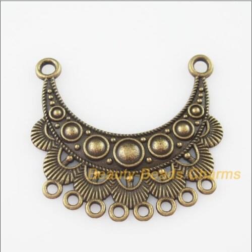 New 4Pcs Antiqued Bronze Color Moon Flower Charms Pendants Connectors 42x46mm