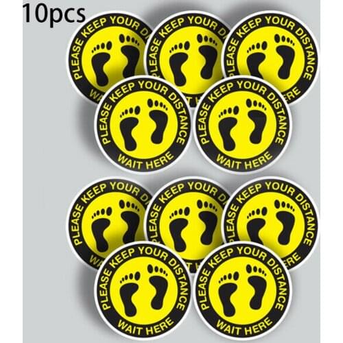 5/10Pcs 250mm Ground Logo Sticker Please Keep Your Distance SocialDistancing Floor Graphics Stickers