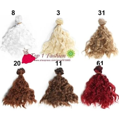 5 pieces/lot thick diy doll wigs 15cm*100CM imitation woollen curl natural color doll hair for OB SD for 1/3 1/4 BJD