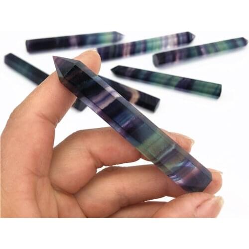 6.5-7cm natural colored fluorspar hexagonal prism pendant fluorspar crystal pillar 1pc