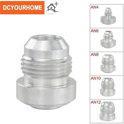 AN-6 AN-8 AN-10 AN-12 Silver Male Aluminium Weld On Fitting Round Base