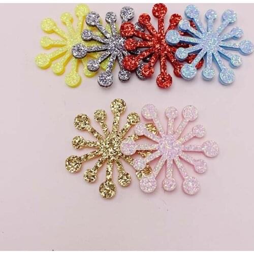 50Pcs/Lot 3.5CM Christmas Snowflake Padded Appliques For Headwear Decoration Handmade Hair Clip Accessories