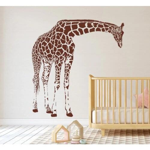 Large Cartoon Giraffe Animal Wall Sticker Baby Nursery Kids Room Giraffe Jungle Animal Wall Decal Bedroom Vinyl Decor