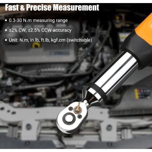 KKmoon 1/4 Inch Digital Torque Wrench Electronic Torque Wrench with Buzzer & LCD Alarm 0.1-10 N.m/0.3-30 N.m Tool Kit