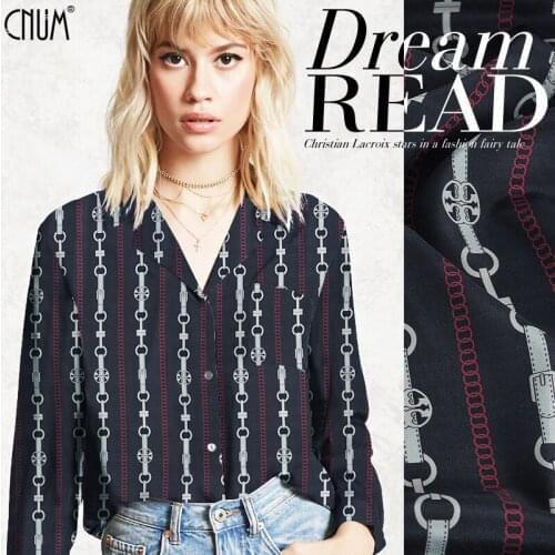 CNUM SCD097 Silk Crepe De Chine/ Belt Printing /Silk Fabric Elastic 93% Silk 7% Spandex / Width 1.18yd Thickness 16mm