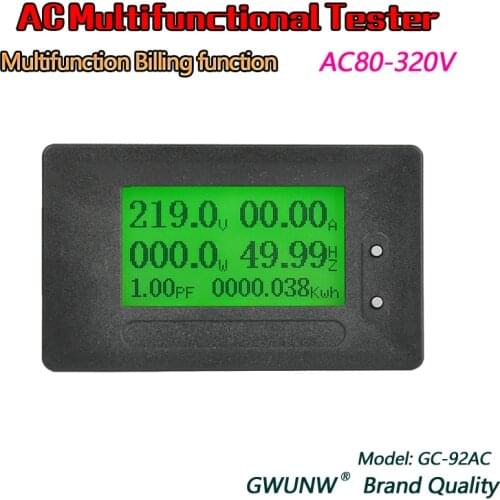 GWUNW GC92 AC Multifunctional Digital Display Electric Power Monitor Voltage Amperometer Power Frequency Meter