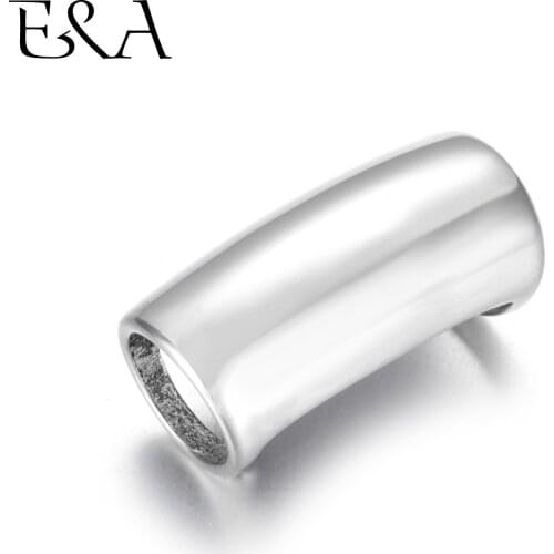 Stainless Steel Curved Tube Beads Hollow Mirror Polish Hole 8mm Slide Charms Bracelet Jewelry Making DIY Accessories Supplies