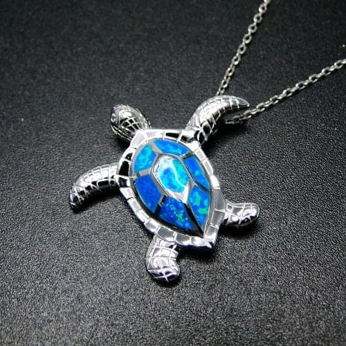 Hot Selling 925 Sterling Silver Opal Jewelry Sea Turtle Opal Pendant Necklace For Aniversary Engagement Birthday Party Gift