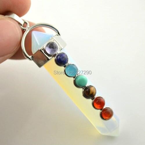 10pcs White Opal Fashion Women Pendants Natural Semi-precious Stone Hexagon Women Jewelry