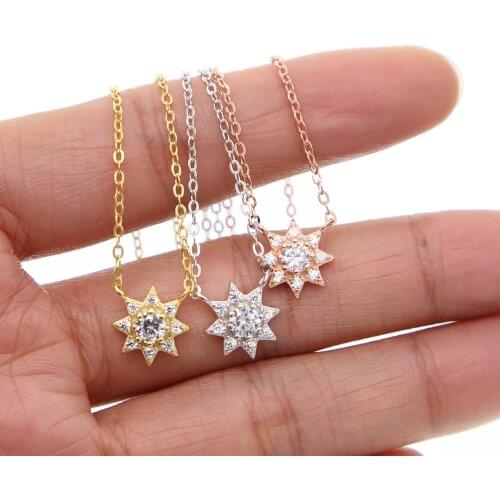 Fashion Summer sexy women charm pendant star jewelry with cz paved necklace 3 color star Pendant necklace for wedding jewelry