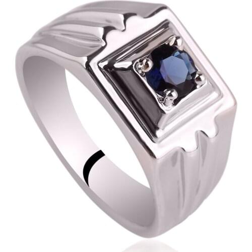 Rhodium Plated Men Genuine Sterling Silver Ring with 5.0mm Solitary Stone Party Wear Jewelry Size 10 to 13 R506