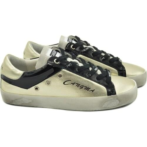 CANGMA Luxury Brand Sneakers Men Shoes Gold Platform Shoes Genuine Leather Adult ShoeDesigner Retro Footwear Male