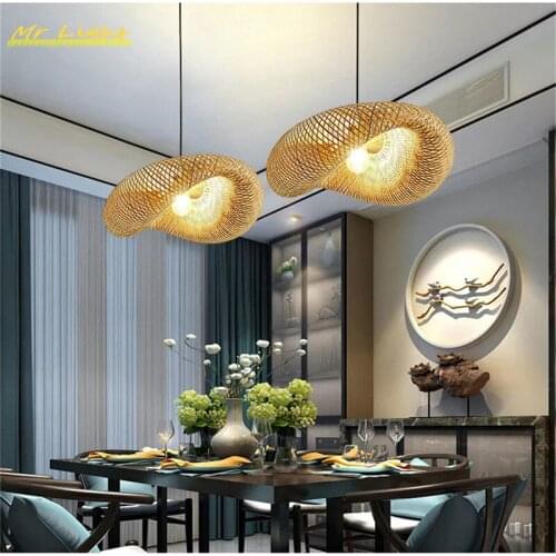 Nordic Bamboo Lamp LED Pendant Lights Lighting Restaurant Hotel Rattan Pendant Lamp Living Room Kitchen Hanging Lamps Luminaries