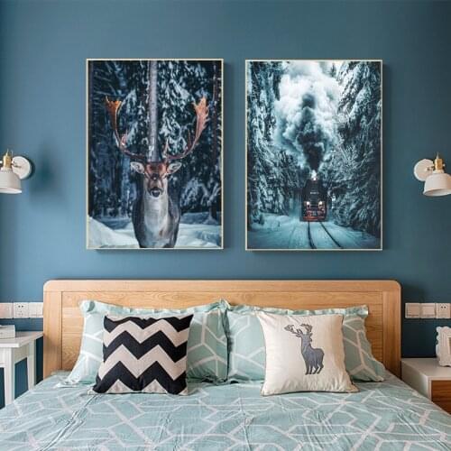 Nordic Winter forest landscape Canvas Paintings Wall Art Prints Poster Living Room Decorative Paintings On The Wall Home Decor