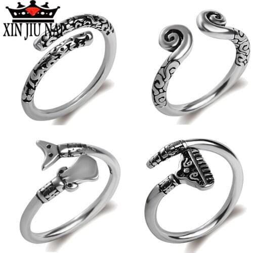 Original Chinese Mythology Journey To The West, Master And Apprentice Weapon, Mens Ring Opening Resizable Thai Silver Ring