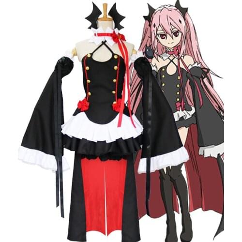 Full set Anime Seraph of the end Krul Tepes Cosplay Costume Women Halloween Christmas Party Dress Wig Uniform Outfit