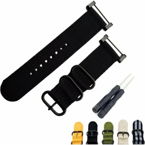 Fits For Suunto Core For Note All Black Watch Band / Strap Nylon Zulu Strap3-Ring Lugs + Adapters + Clasp/Buckle+Tools
