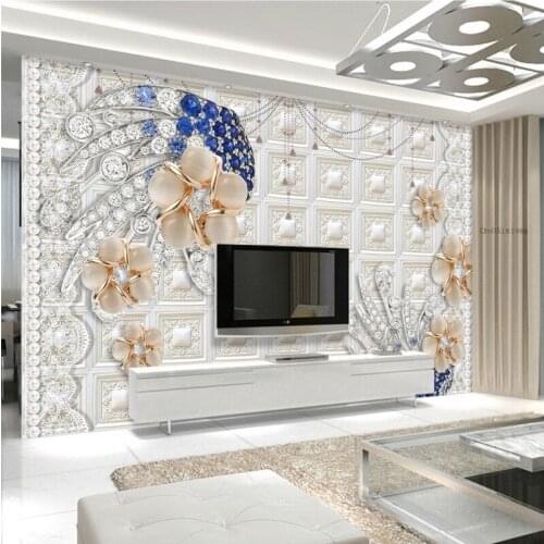 Custom mural Diamond pearl flower romantic backdrop wallpaper restaurant hotel wallpaper mural