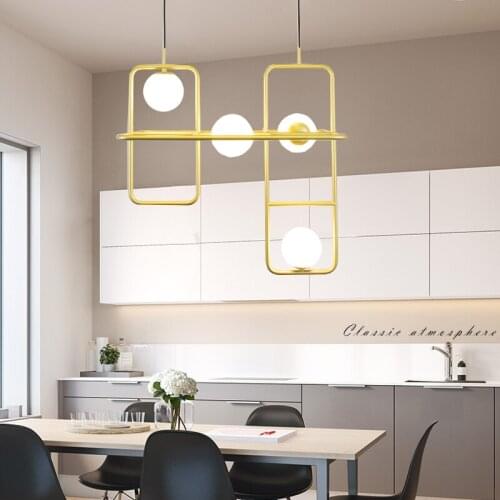 Modern Led Metal Pendant Lights Wrought Iron Glass Round Ball Brass Rod Hanging Lamp For Living Roomcafekitchen Nordic Lighting