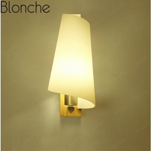 Modern Glass Wall Light Wooden Led Wall Lamp for Bedside Living Room Kitchen Corridor Home Decor Lighting Warmth Loft Fixtures