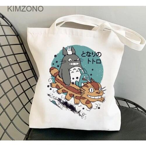 Totoro shopping bag cotton bolsa canvas shopping bag string jute woven grab