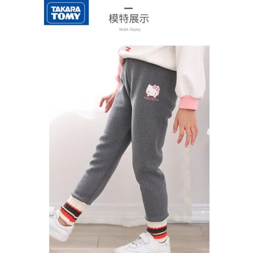TAKARA TOMY winter fashion new 2021 cute cartoon Hello Kitty leggings simple and comfortable plus velvet childrens trousers