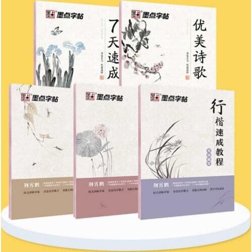 Adult Running Script Calligraphy Copybook 5pcs Chinese Hard Pen Copybook Set Students Basic Calligraphier Practice Copybook