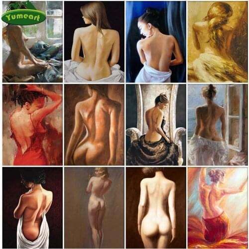 Yumeart Diamond Painting Sexy Women 3D Cross Stitch Nude Women Rhinestone Picture Pastes Diamond Mosaic Nude Woman Hobbies Craft